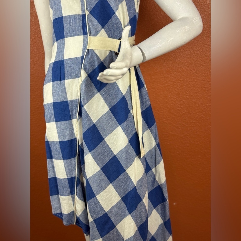 Maeve Blue and White Asymmetrical Wrap Sundress Size XSP. A14 - Picture 5 of 16